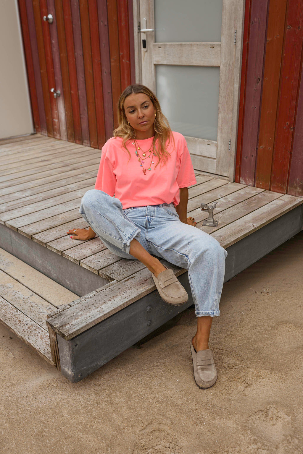 T-shirt Lyne - pêche fluo