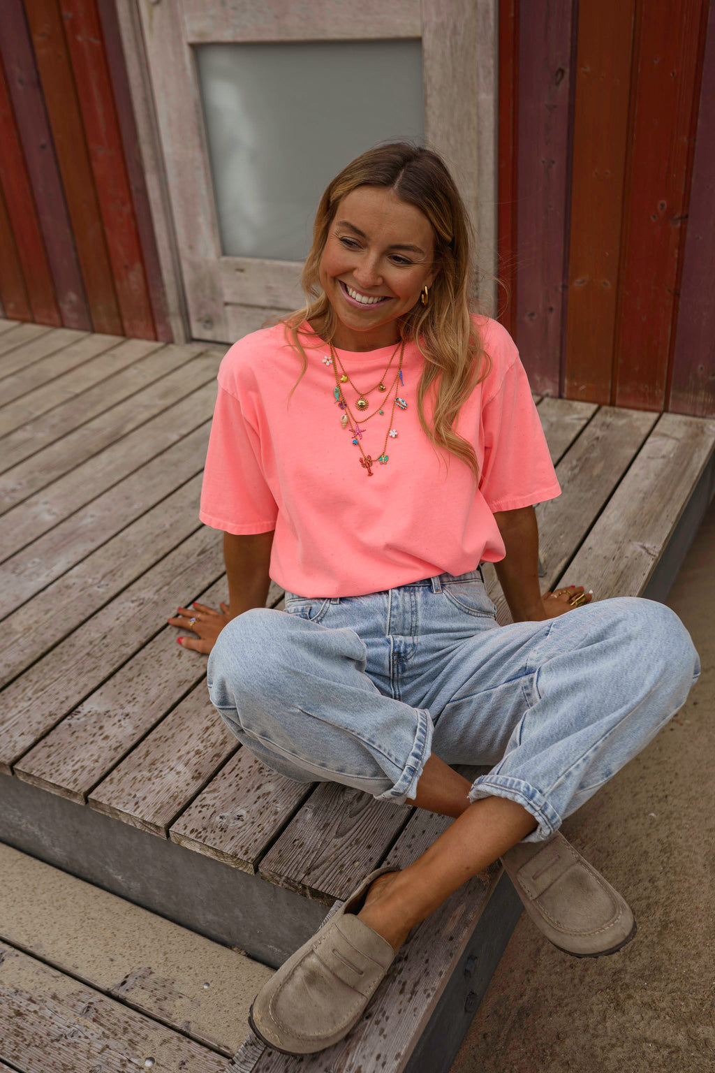 T-shirt Lyne - pêche fluo
