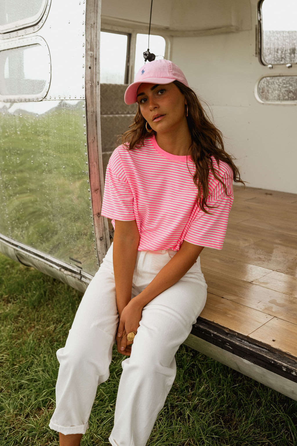 T-shirt Piper - fushia à lignes