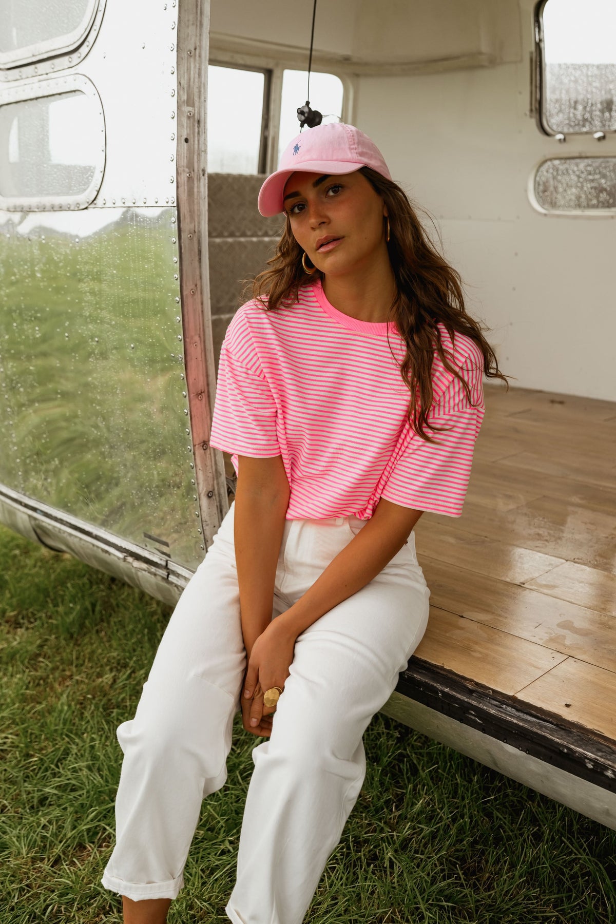 T-shirt Piper - fushia à lignes