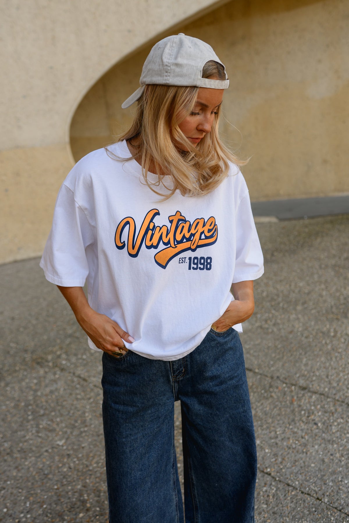 T-shirt Vintage Vibes - blanc