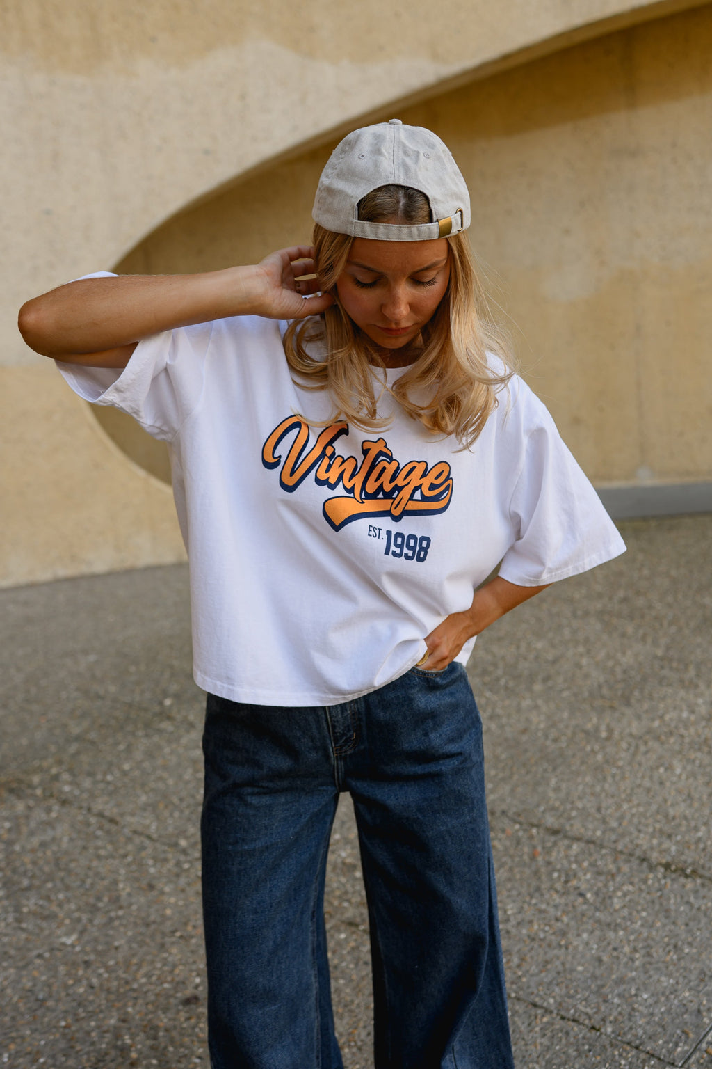 T-shirt Vintage Vibes - blanc