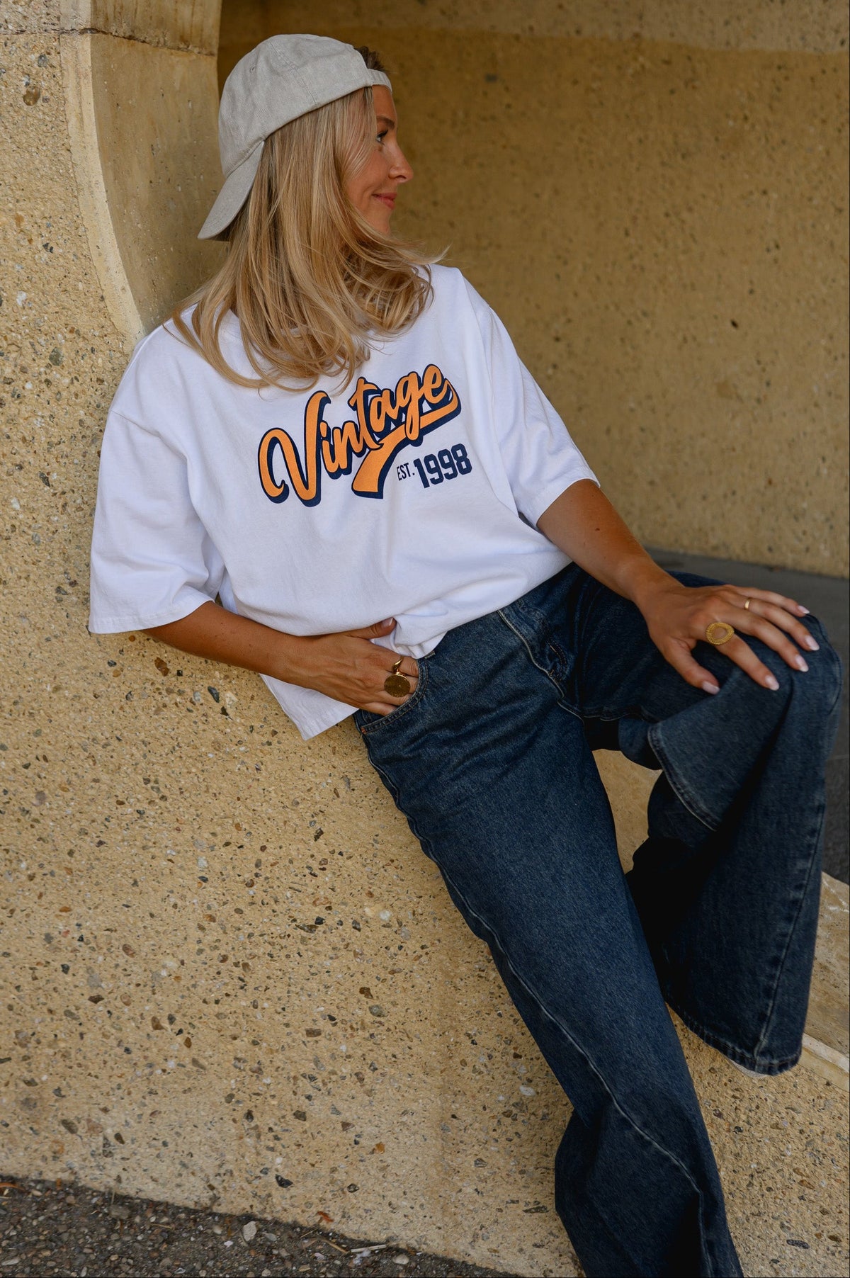 T-shirt Vintage Vibes - blanc