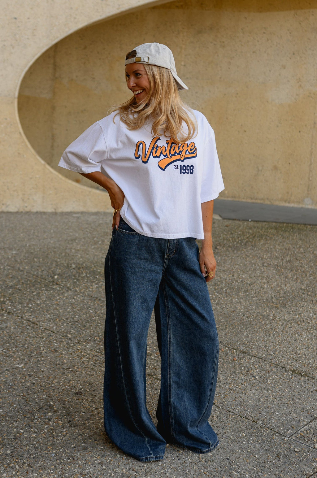 T-shirt Vintage Vibes - blanc