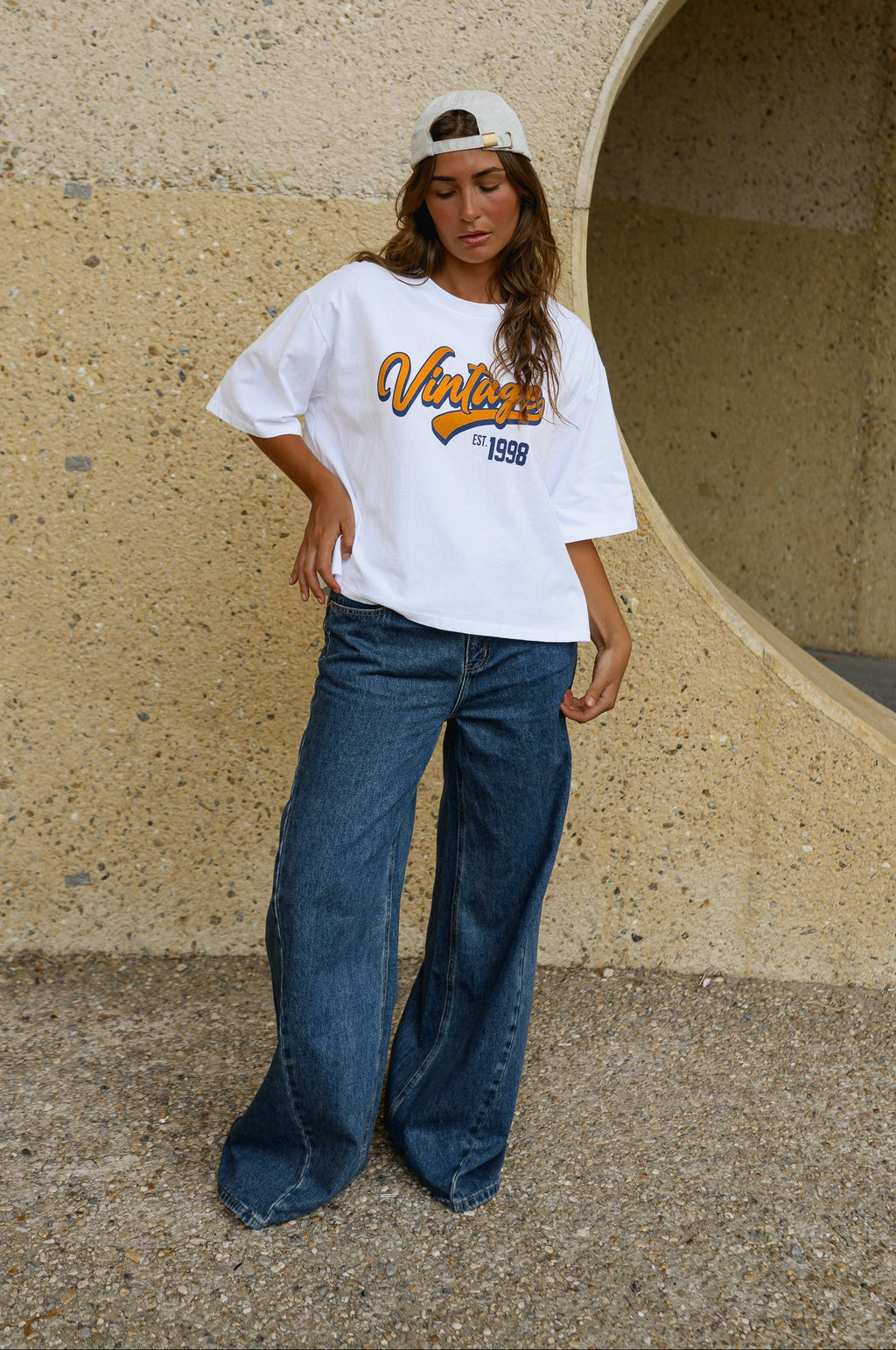 T-shirt Vintage Vibes - blanc