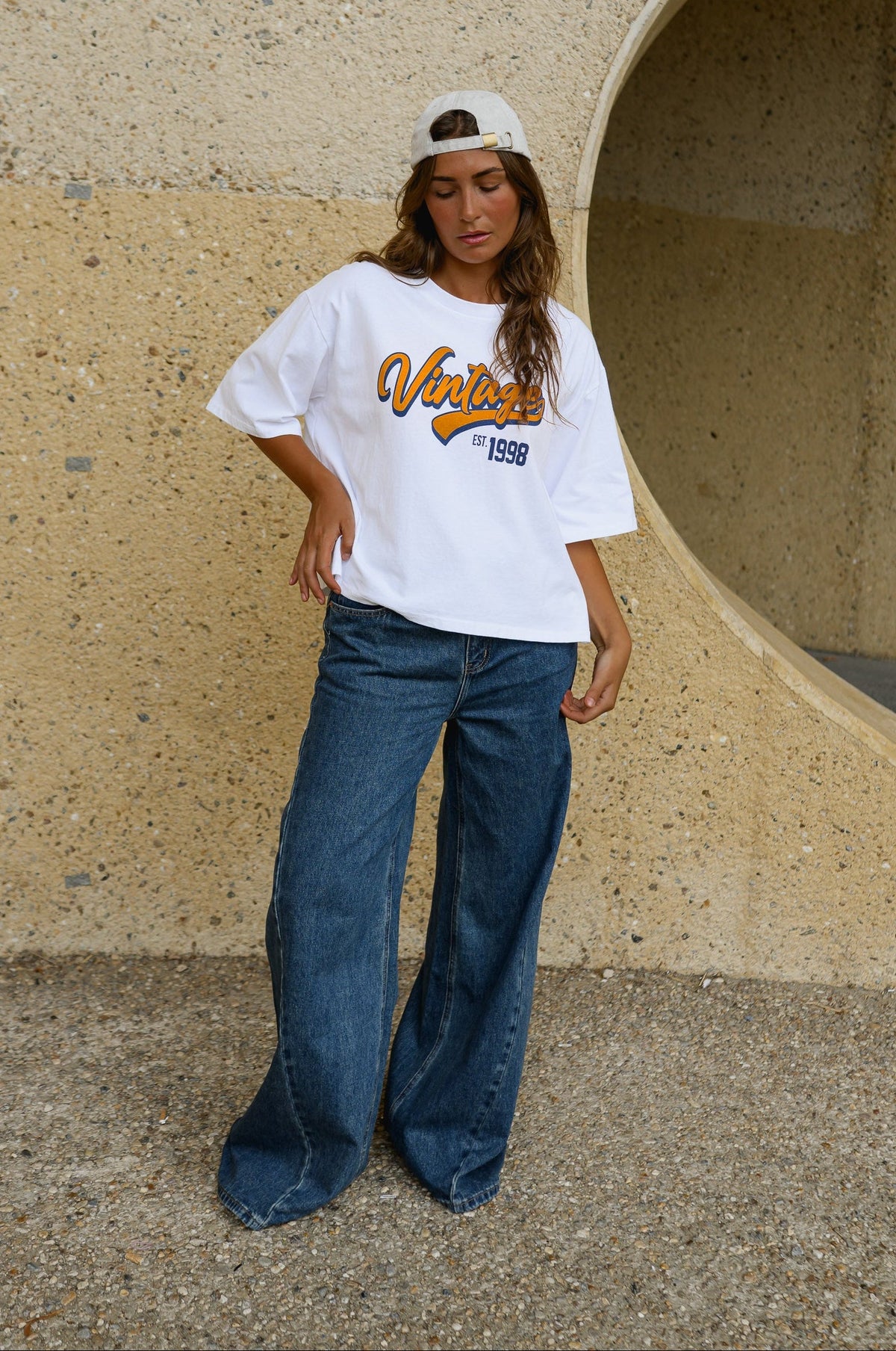 T-shirt Vintage Vibes - blanc