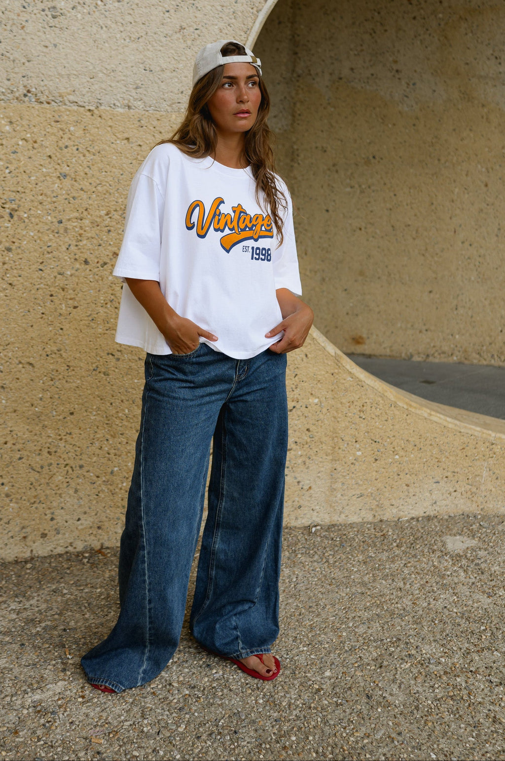 T-shirt Vintage Vibes - blanc