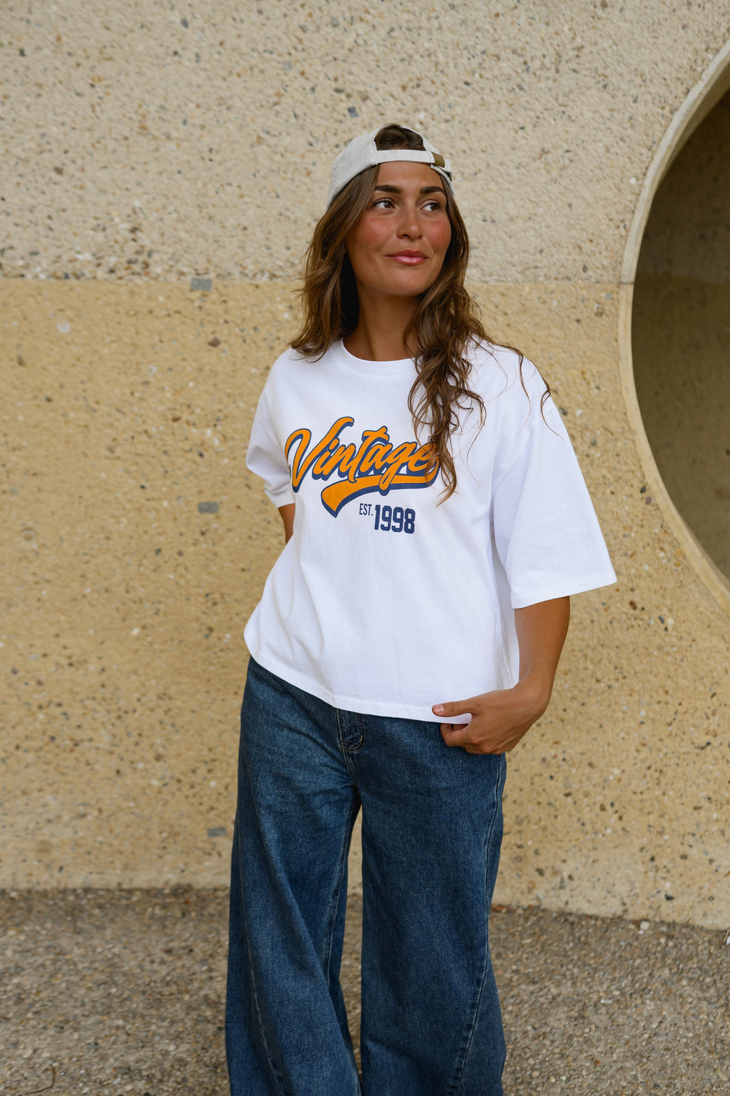 T-shirt Vintage Vibes - blanc