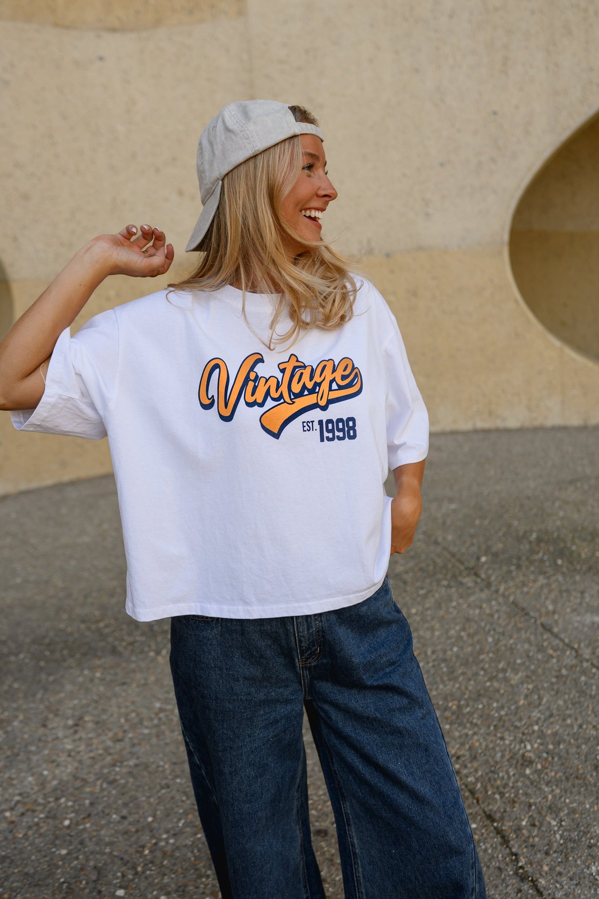 T-shirt Vintage Vibes - blanc