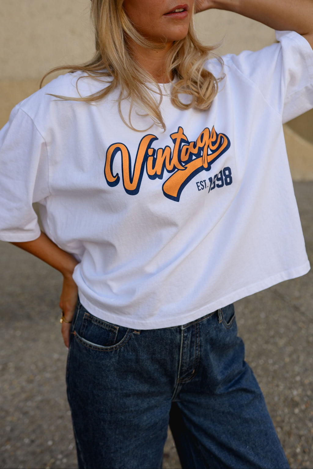 T-shirt Vintage Vibes - blanc