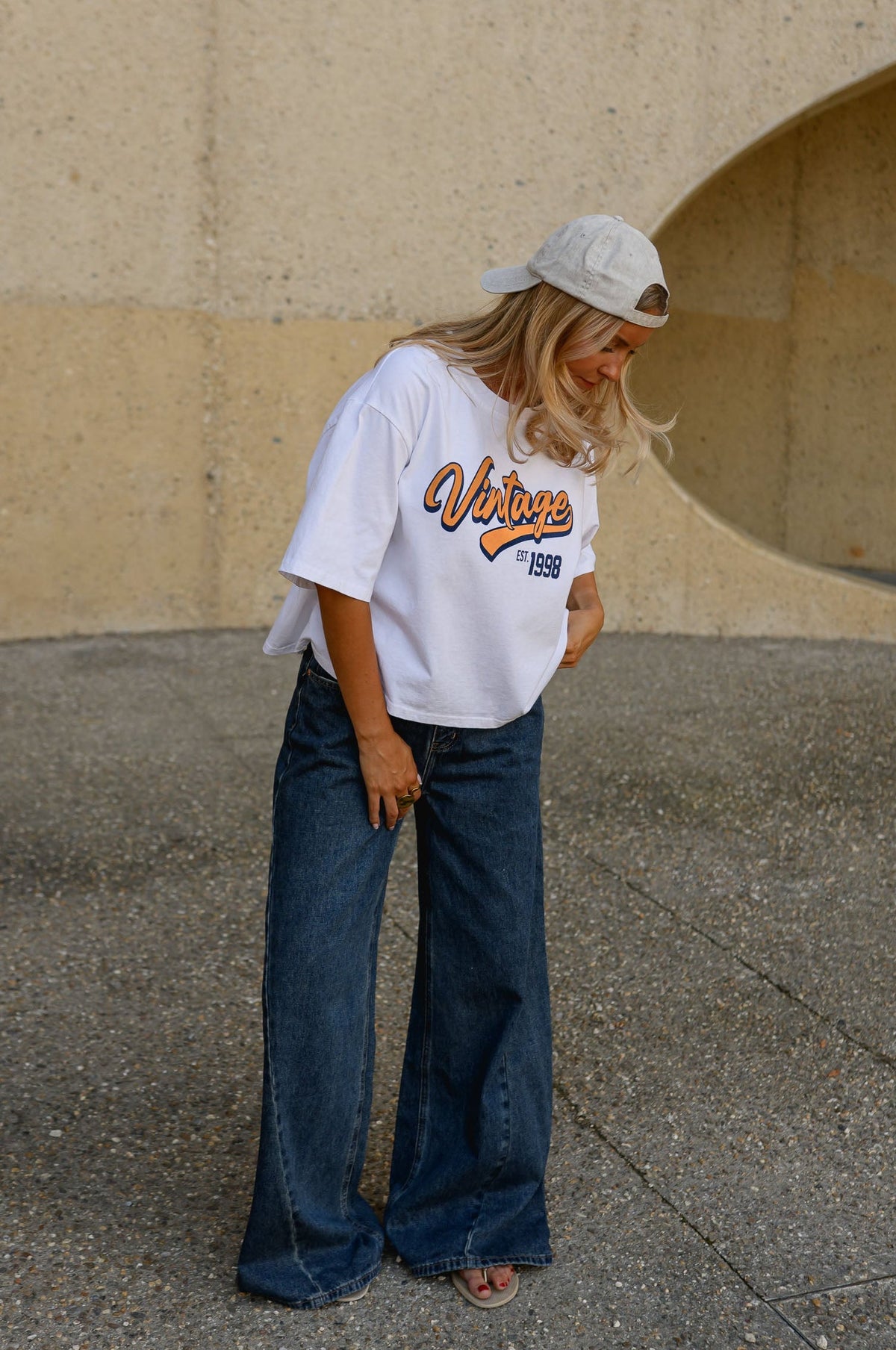 T-shirt Vintage Vibes - blanc