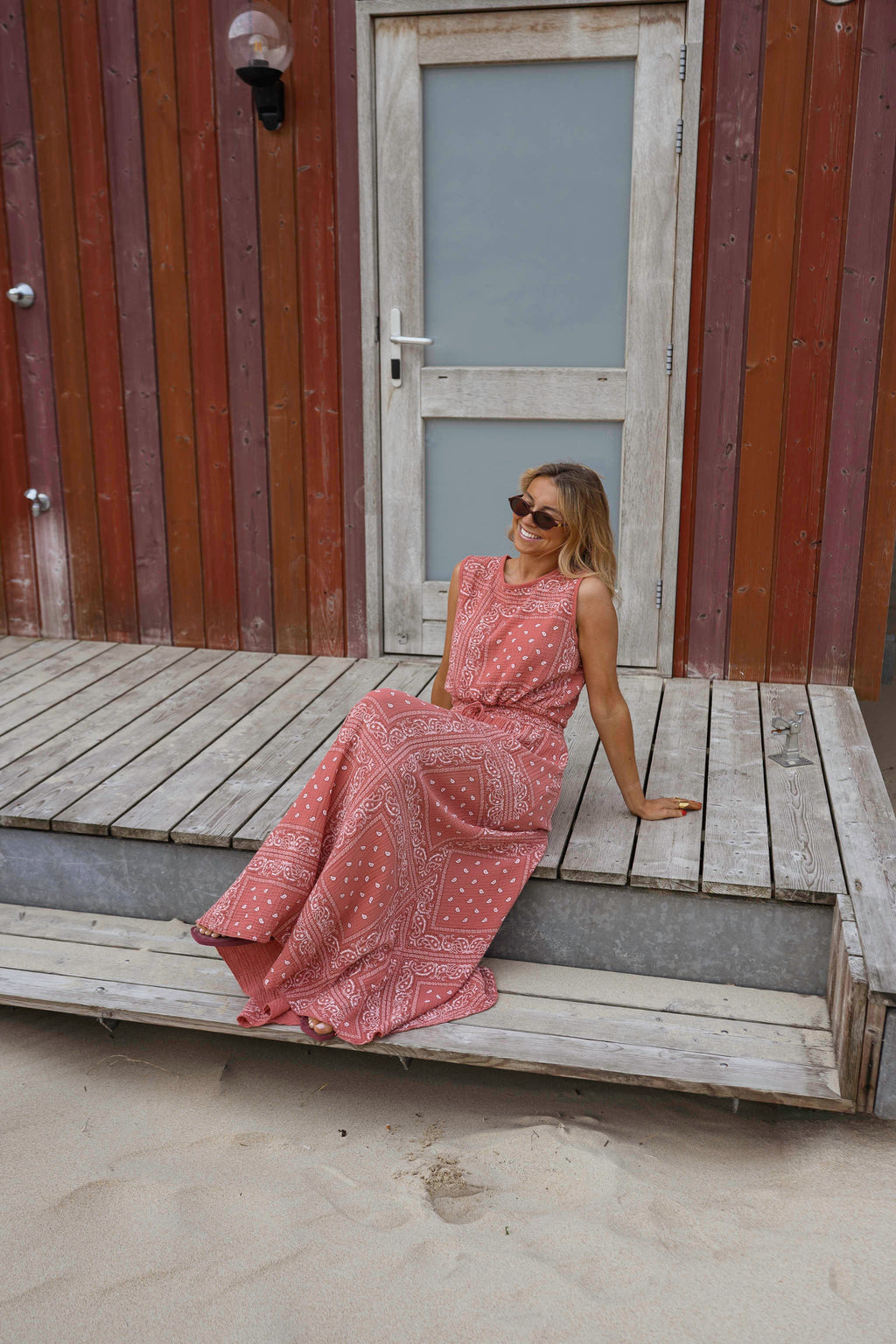 Top Amira - terracotta à motifs en gaze de coton