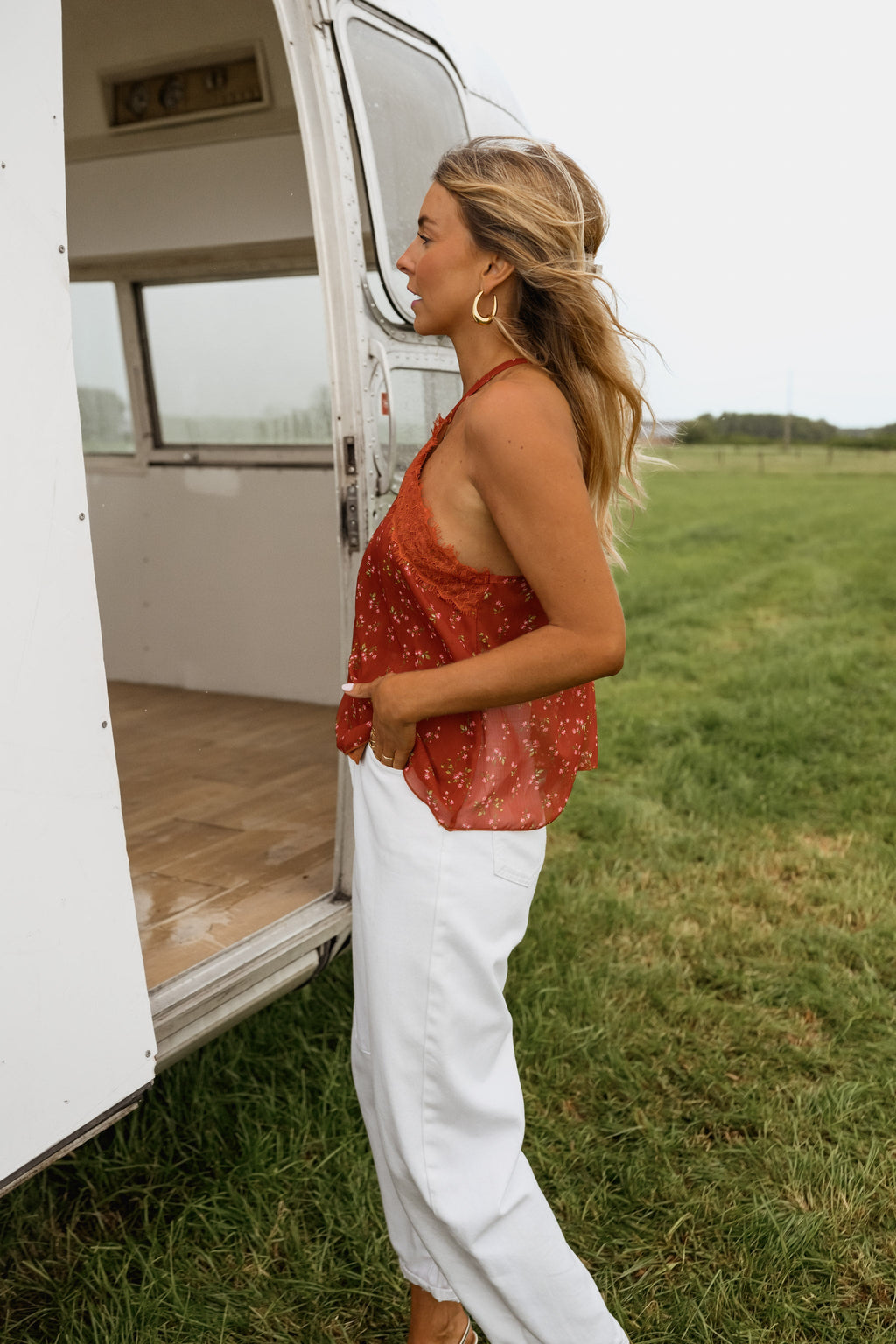 Top Ariane - terracotta à fleurs