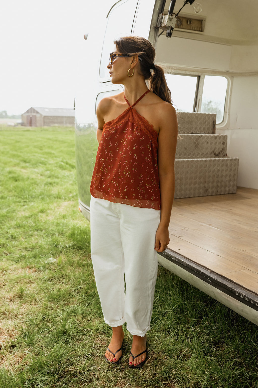 Top Ariane - terracotta à fleurs