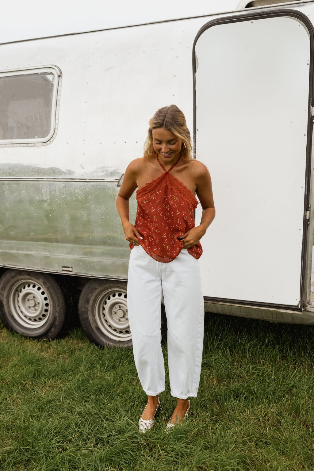 Top Ariane - terracotta à fleurs