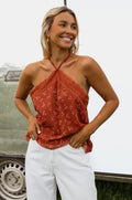 Top Ariane - terracotta à fleurs