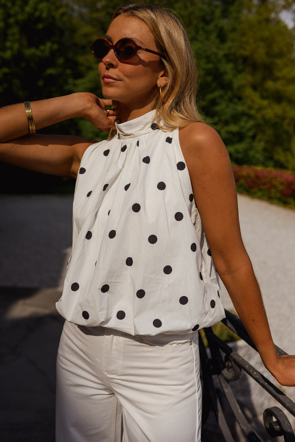 Top Cipriani - blanc à pois