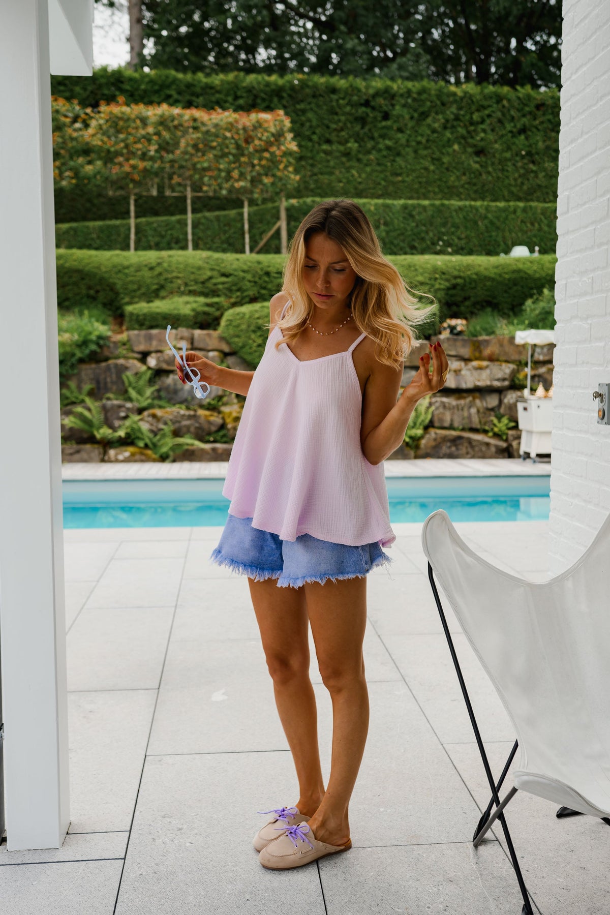 Top Ellen - lilas en gaze de coton