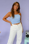 Top Lynna - bleu à carreaux