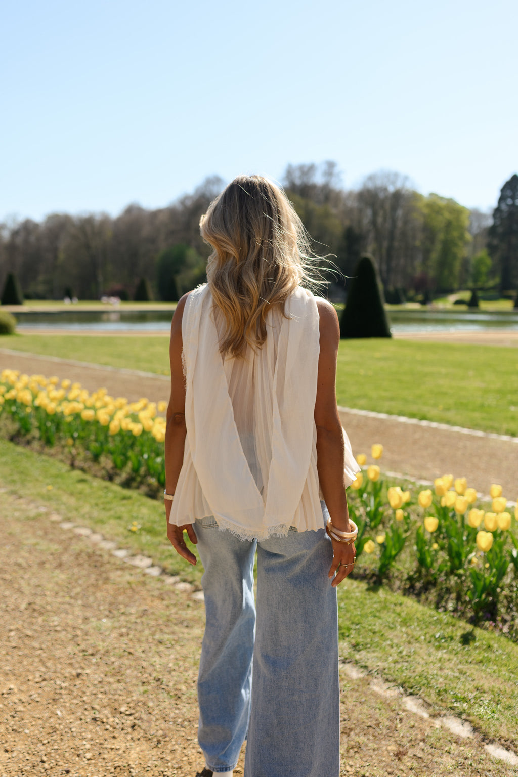 Top Nath - beige à dentelle