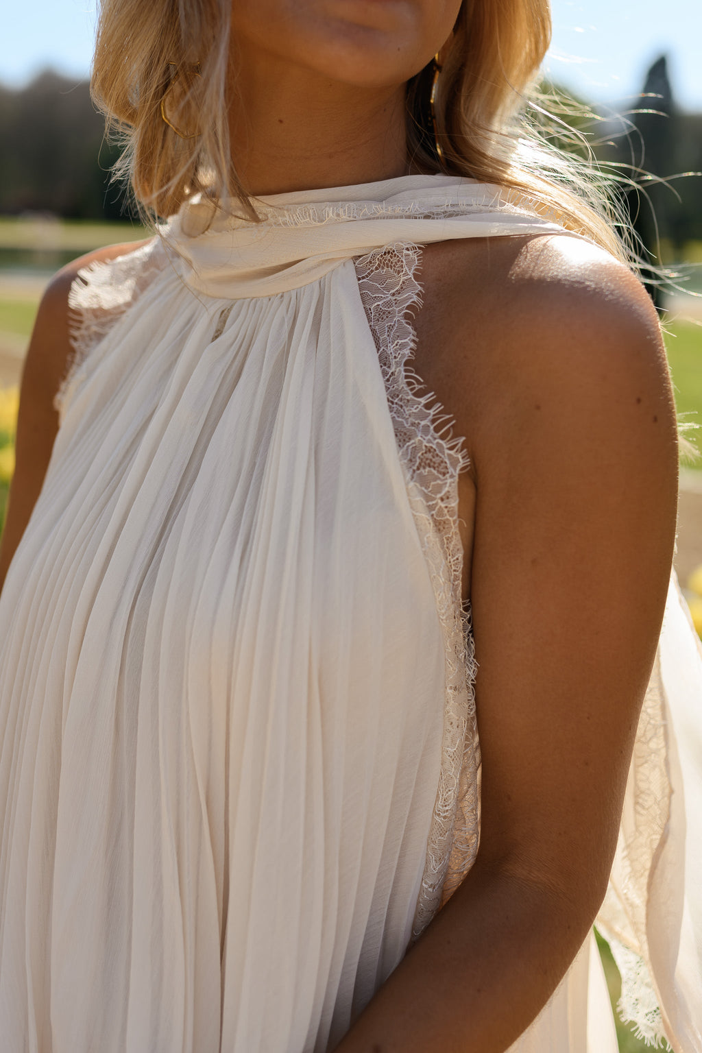 Top Nath - beige à dentelle