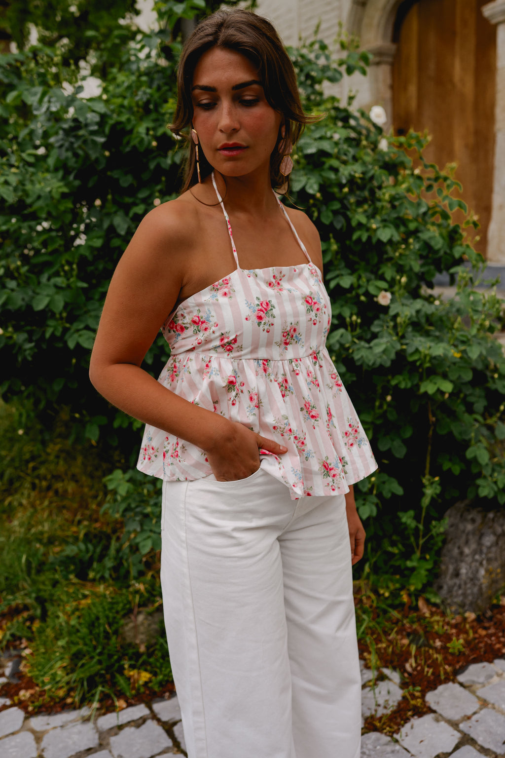 Top Nonoh -  rose à fleurs