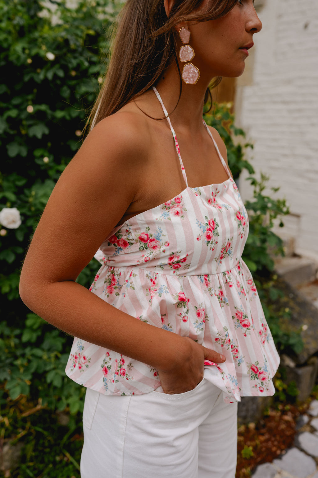 Top Nonoh -  rose à fleurs