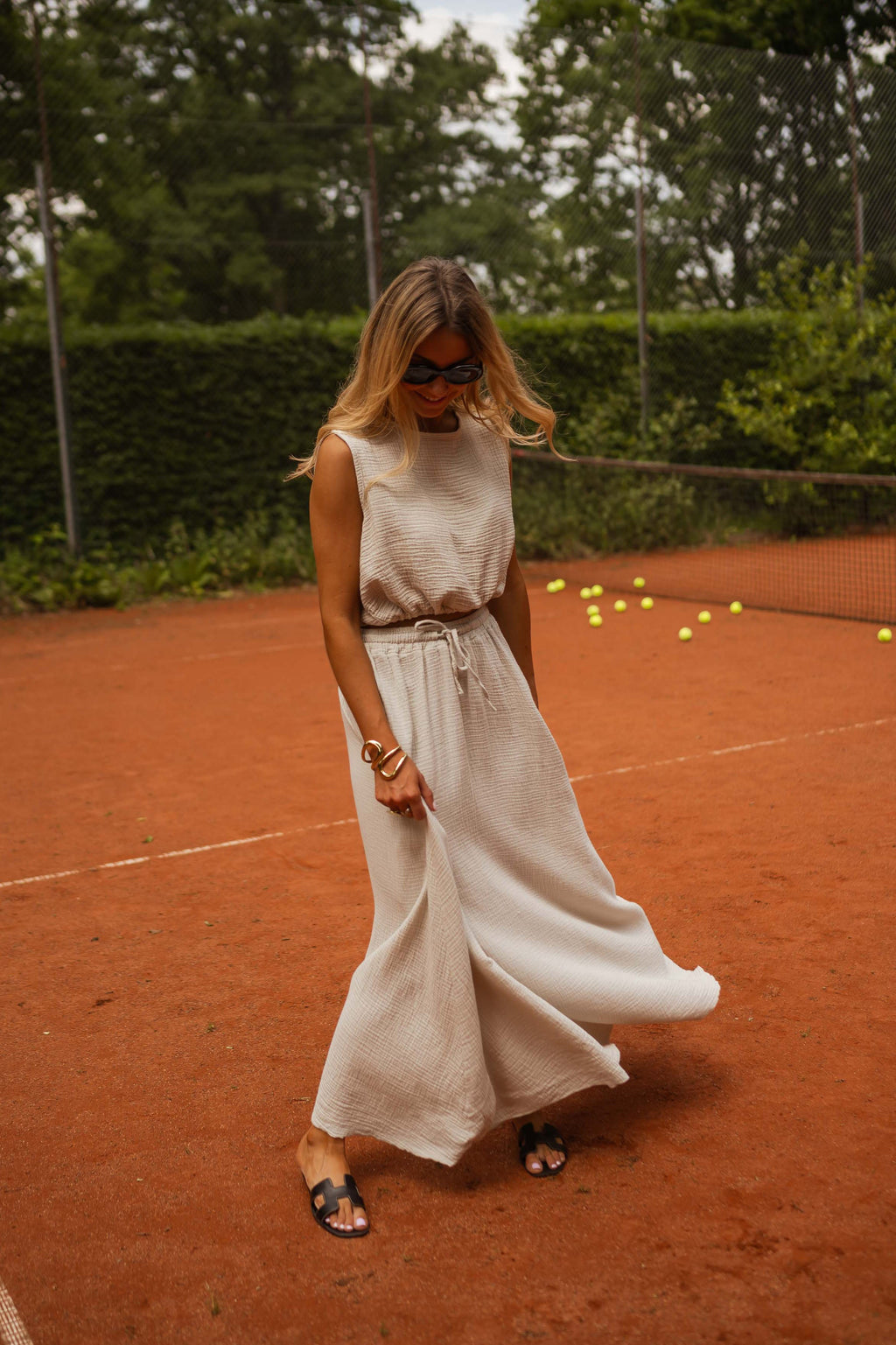 Top Salma - beige en gaze de coton