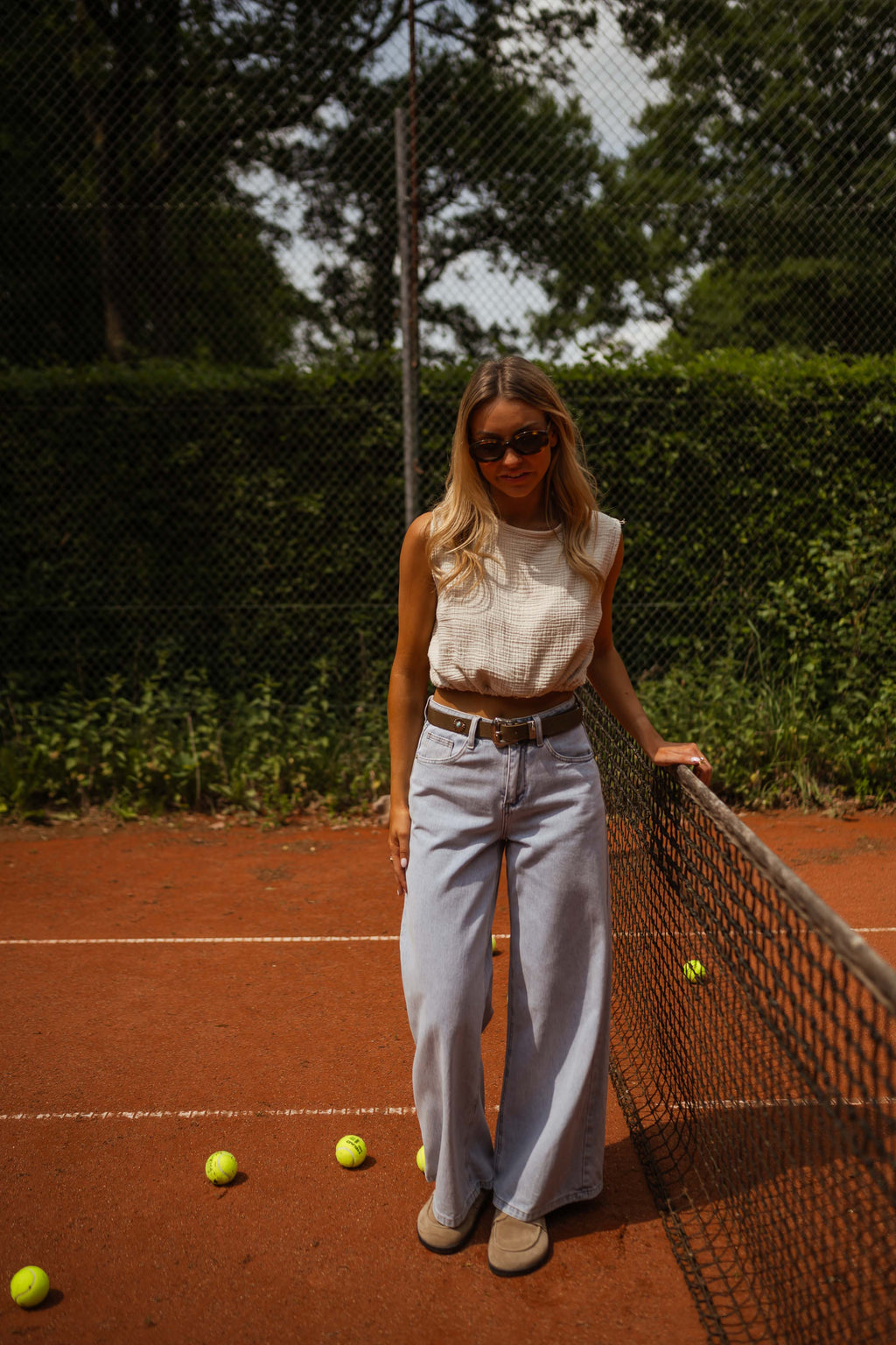 Top Salma - beige en gaze de coton