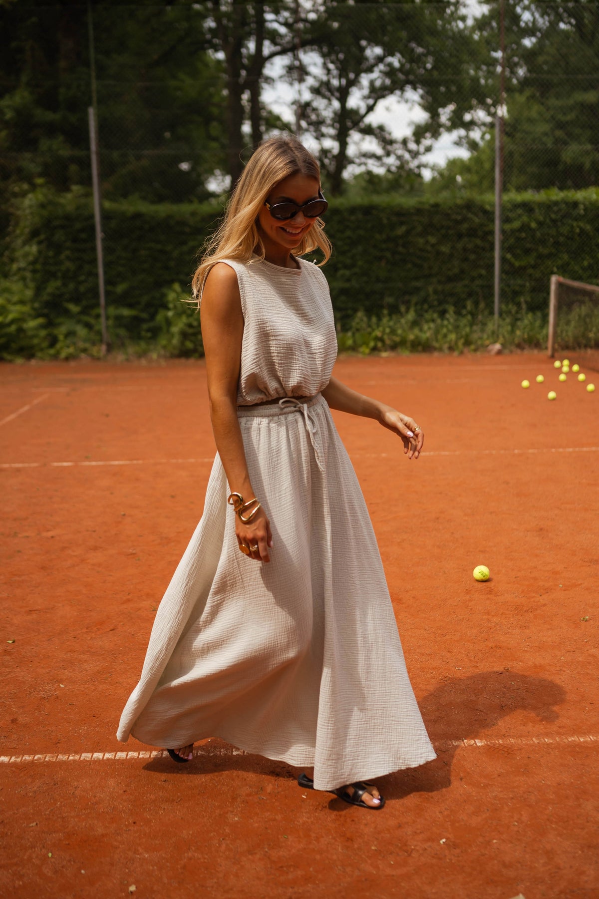 Top Salma - beige en gaze de coton
