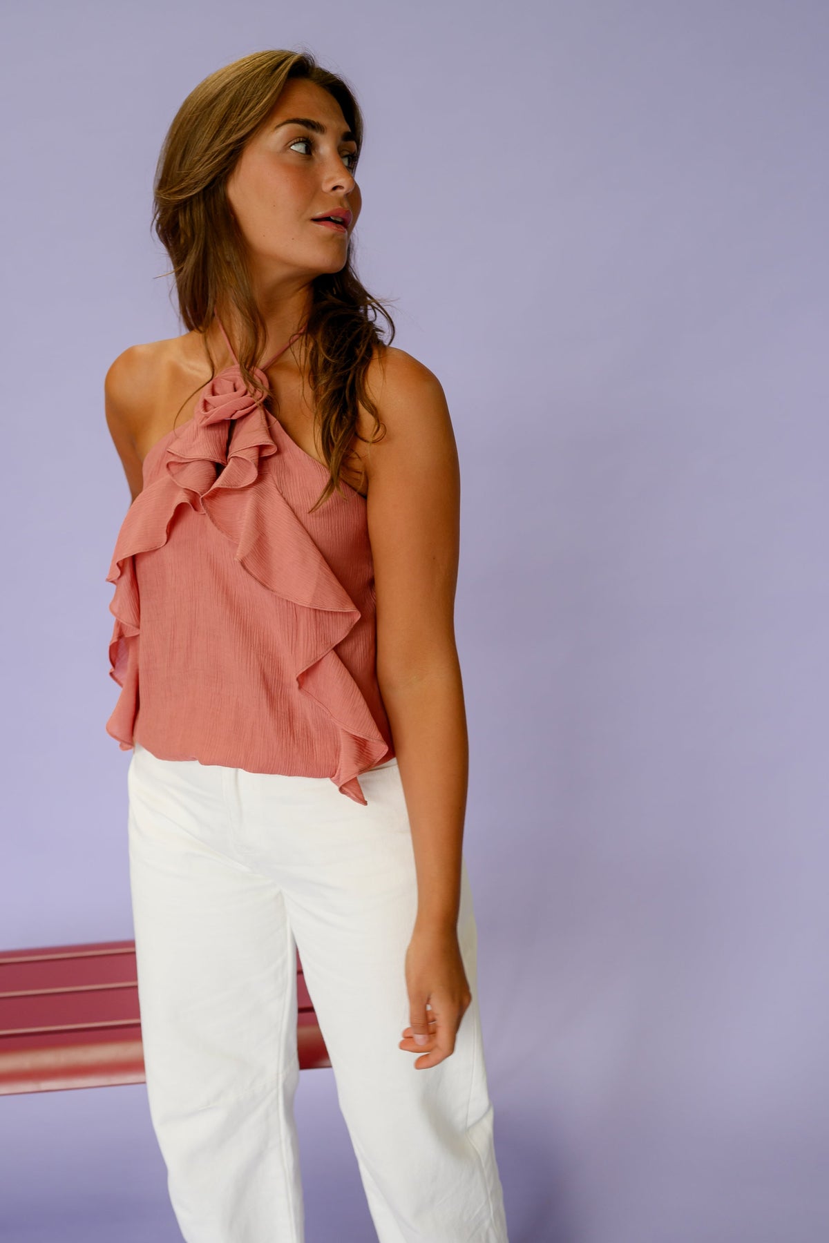 Top Shelby - terracotta à fleurs