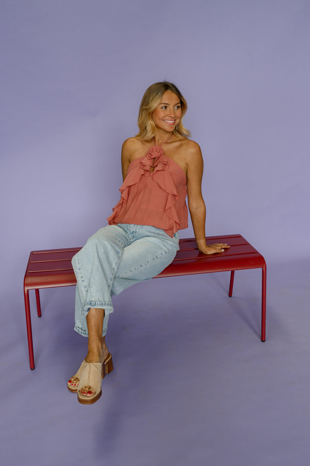 Top Shelby - terracotta à fleurs