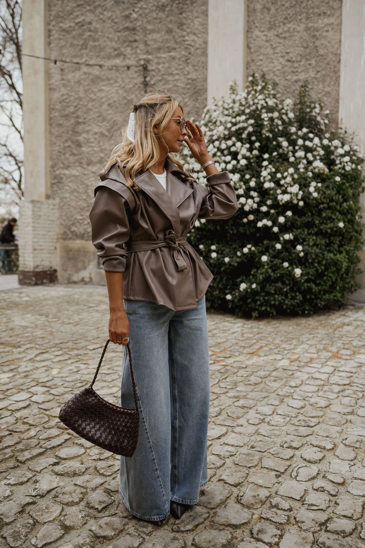 Veste David - effet cuir taupe