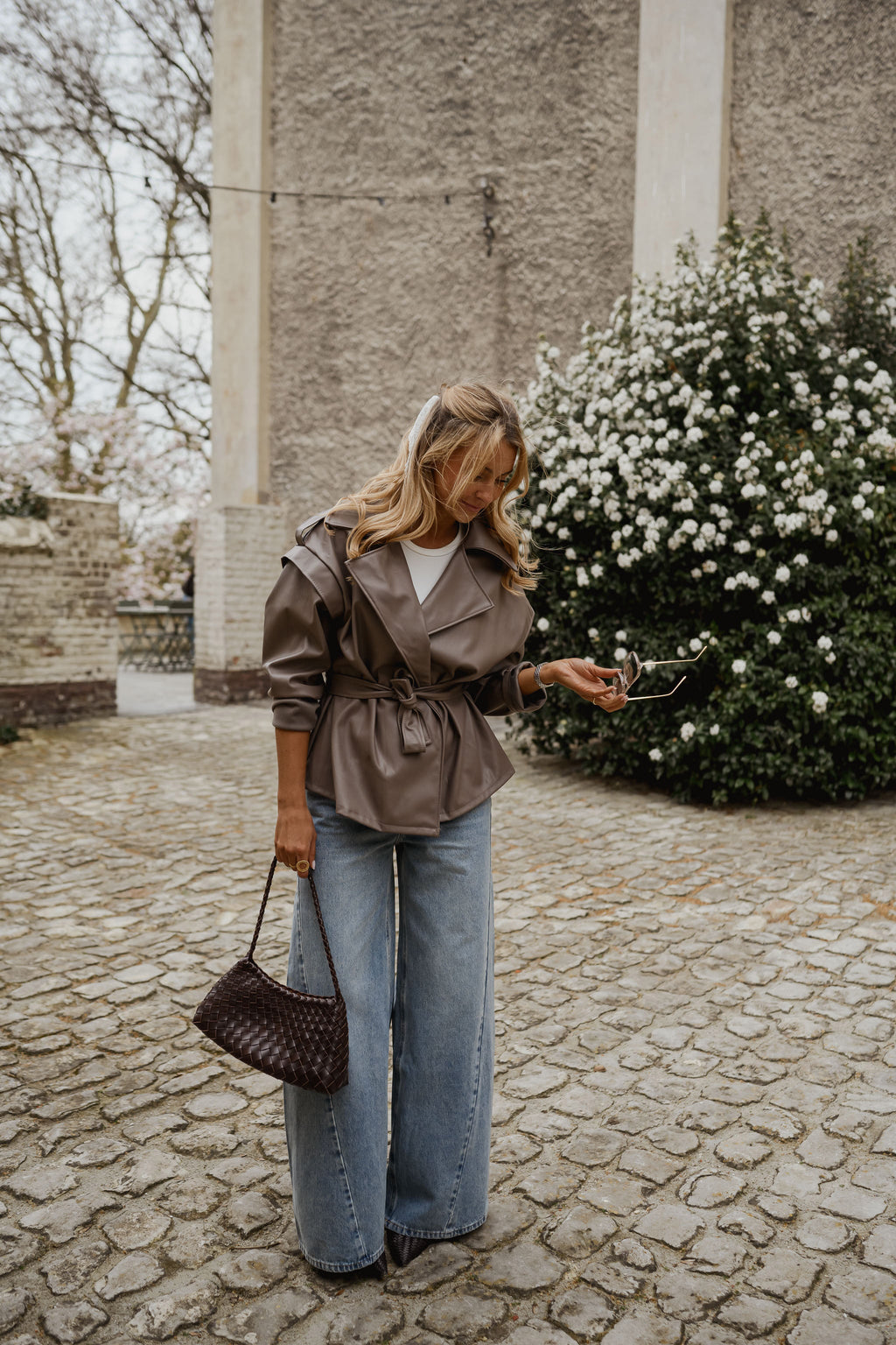 Veste David - effet cuir taupe