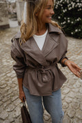 Veste David - effet cuir taupe