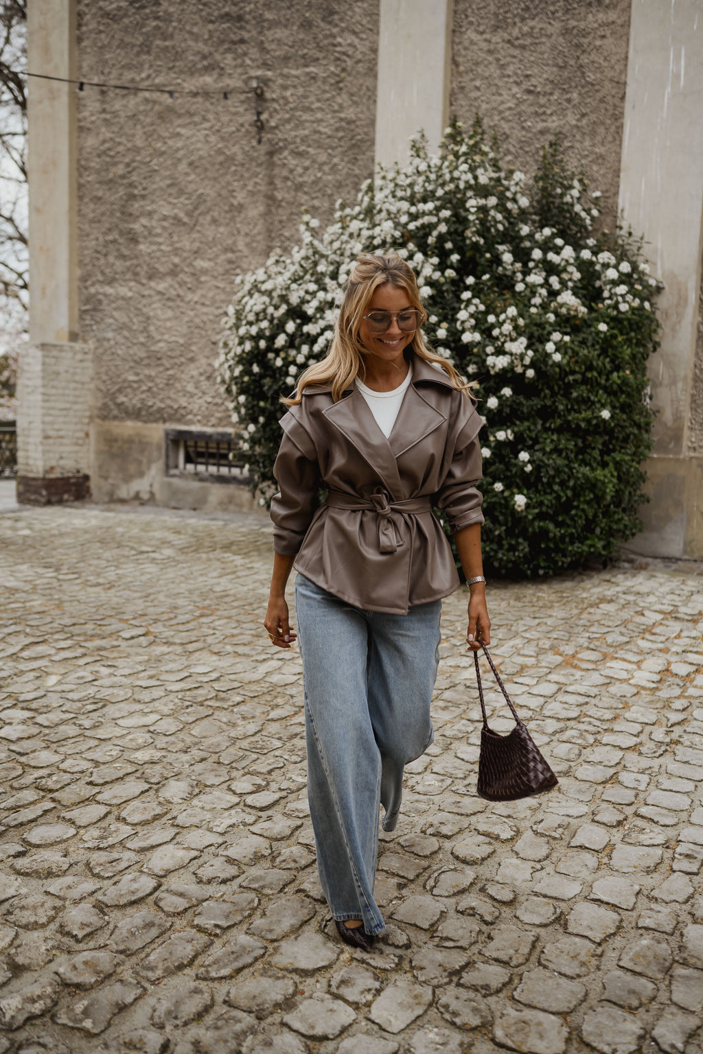 Veste David - effet cuir taupe