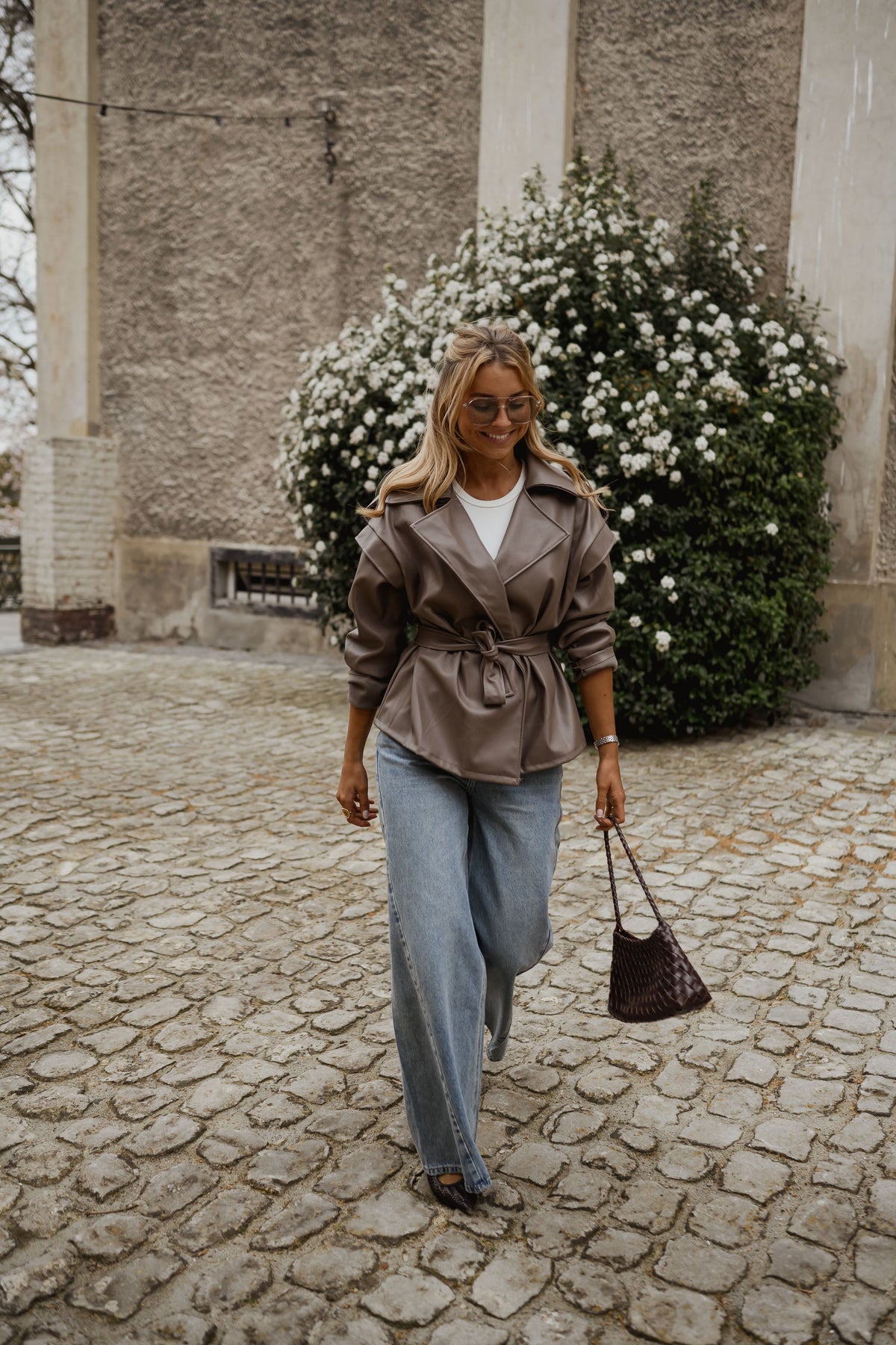 Veste David - effet cuir taupe