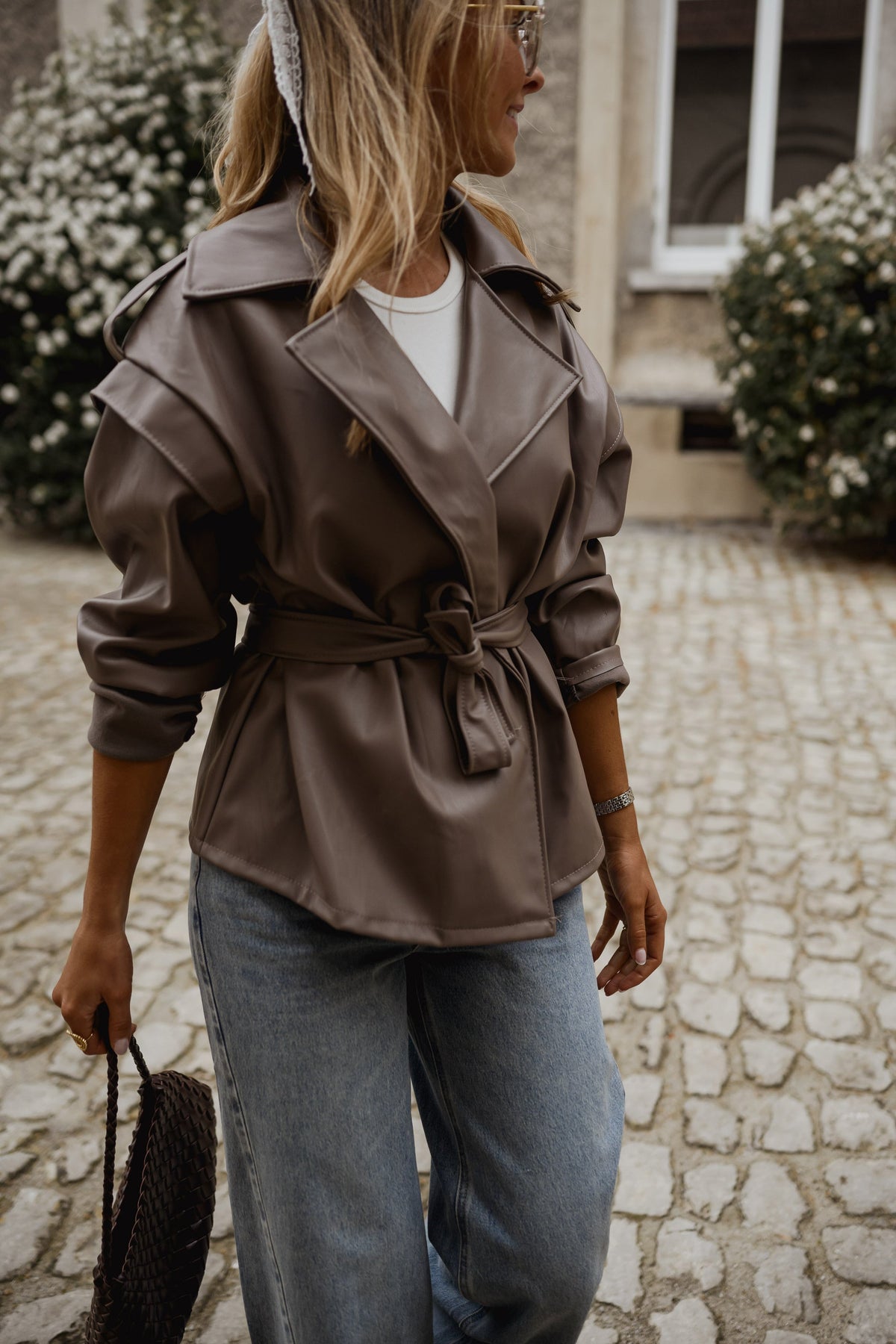Veste David - effet cuir taupe
