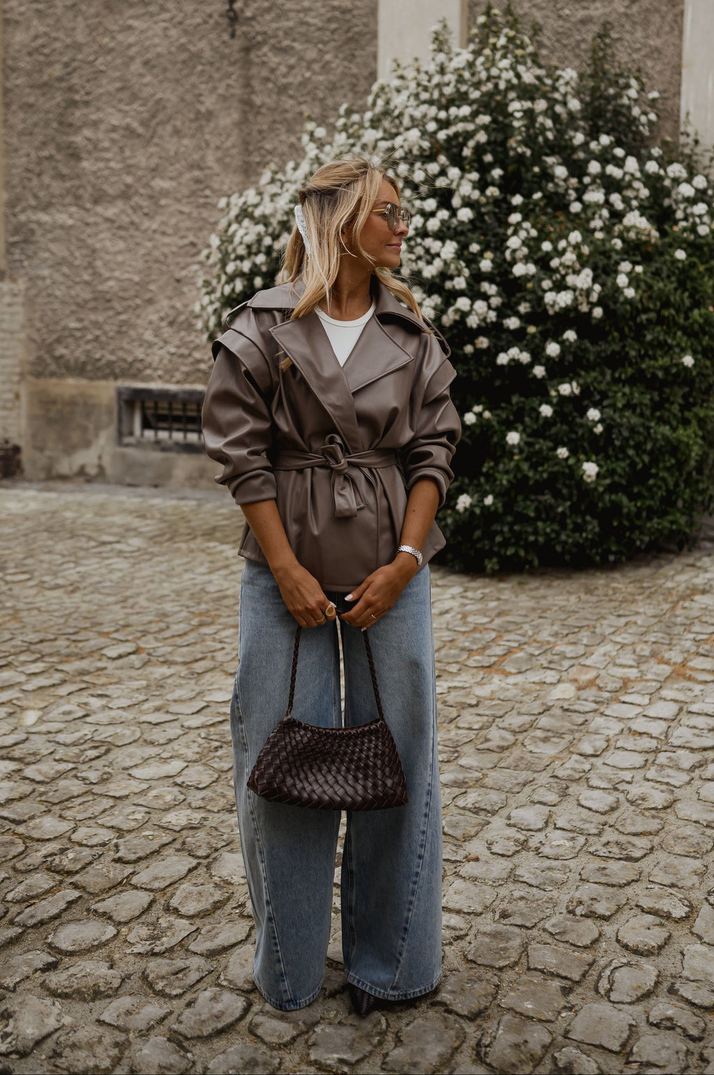 Veste David - effet cuir taupe