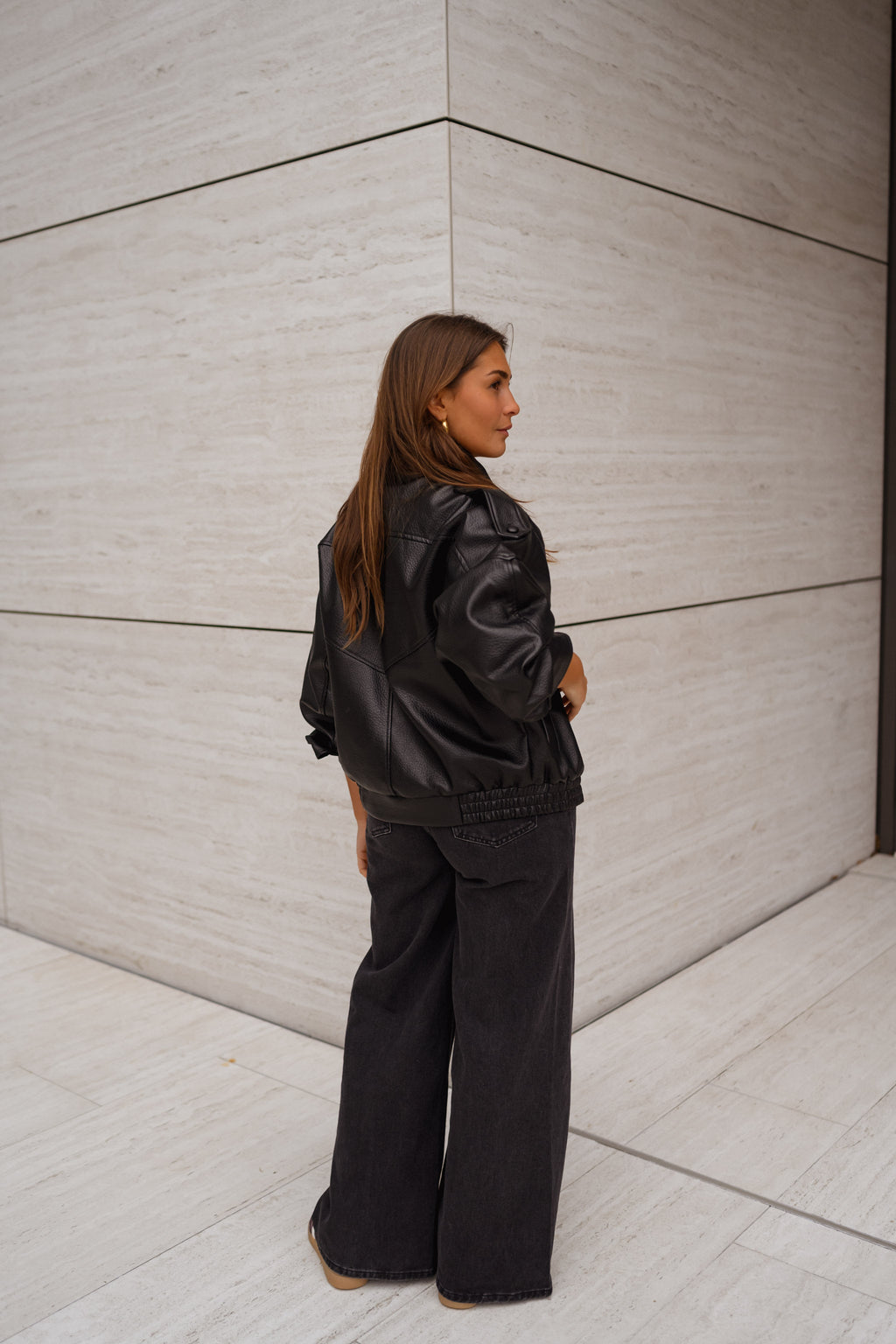 Veste Deborah - en simili cuir noir