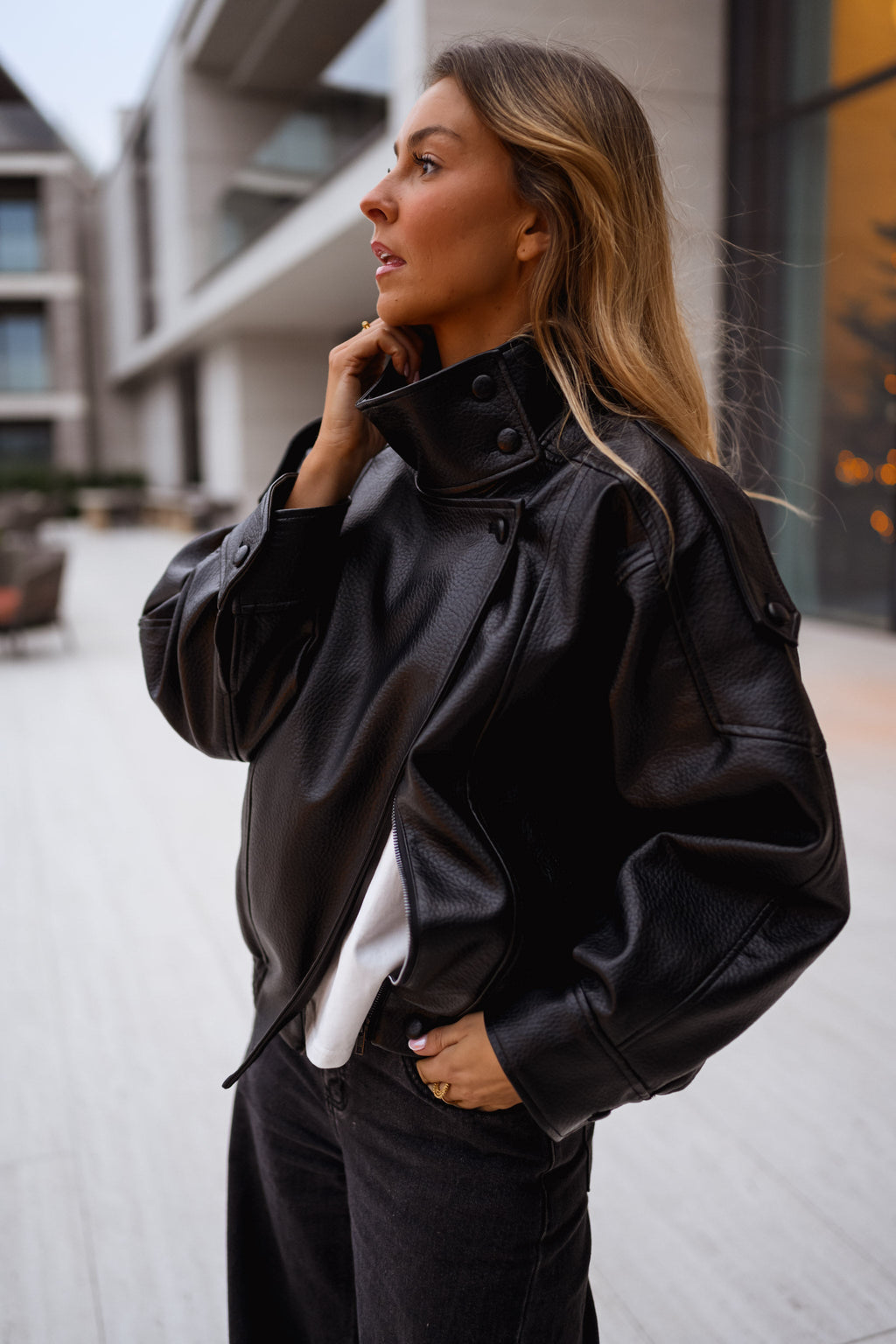 Veste Deborah - en simili cuir noir