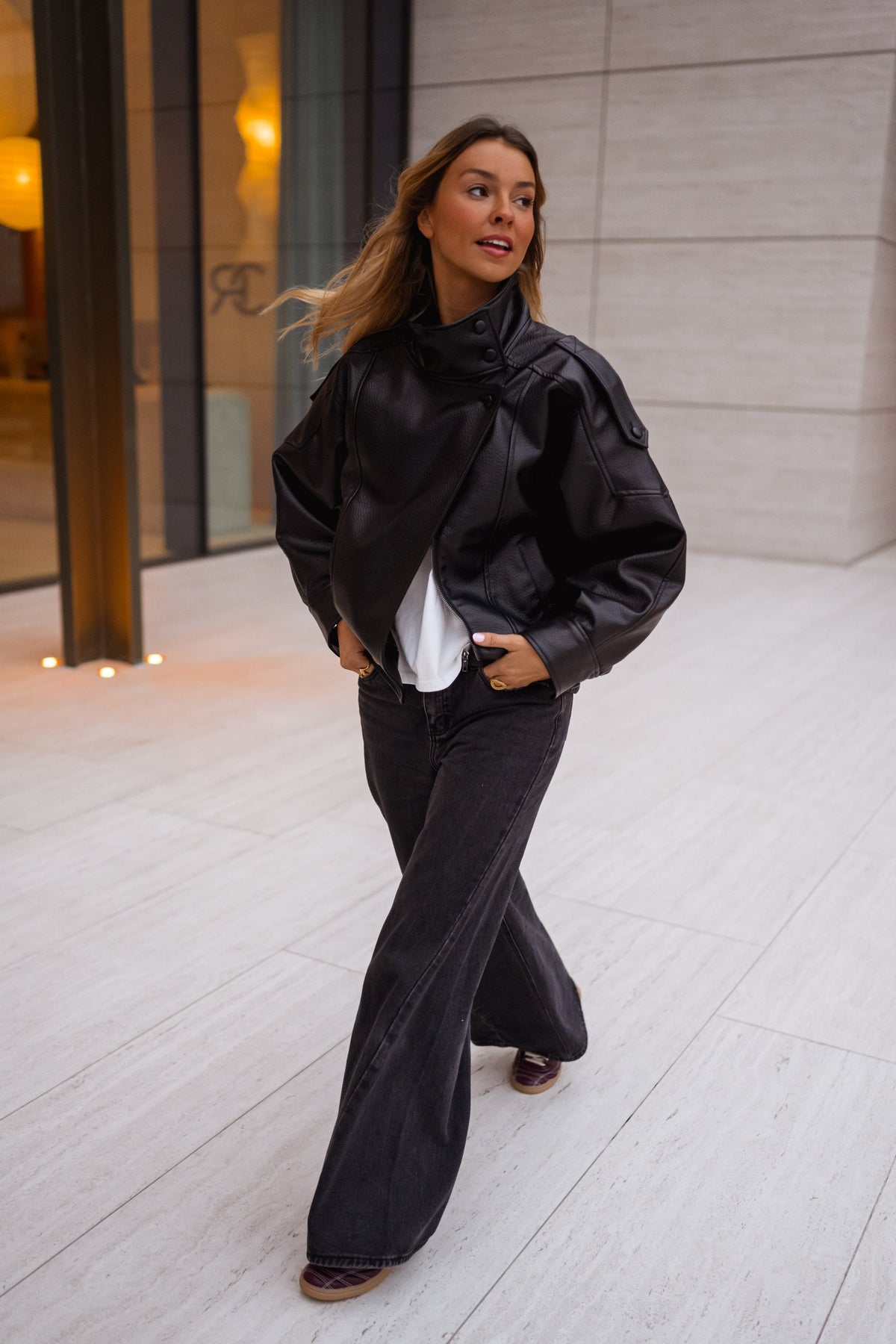 Veste Deborah - en simili cuir noir