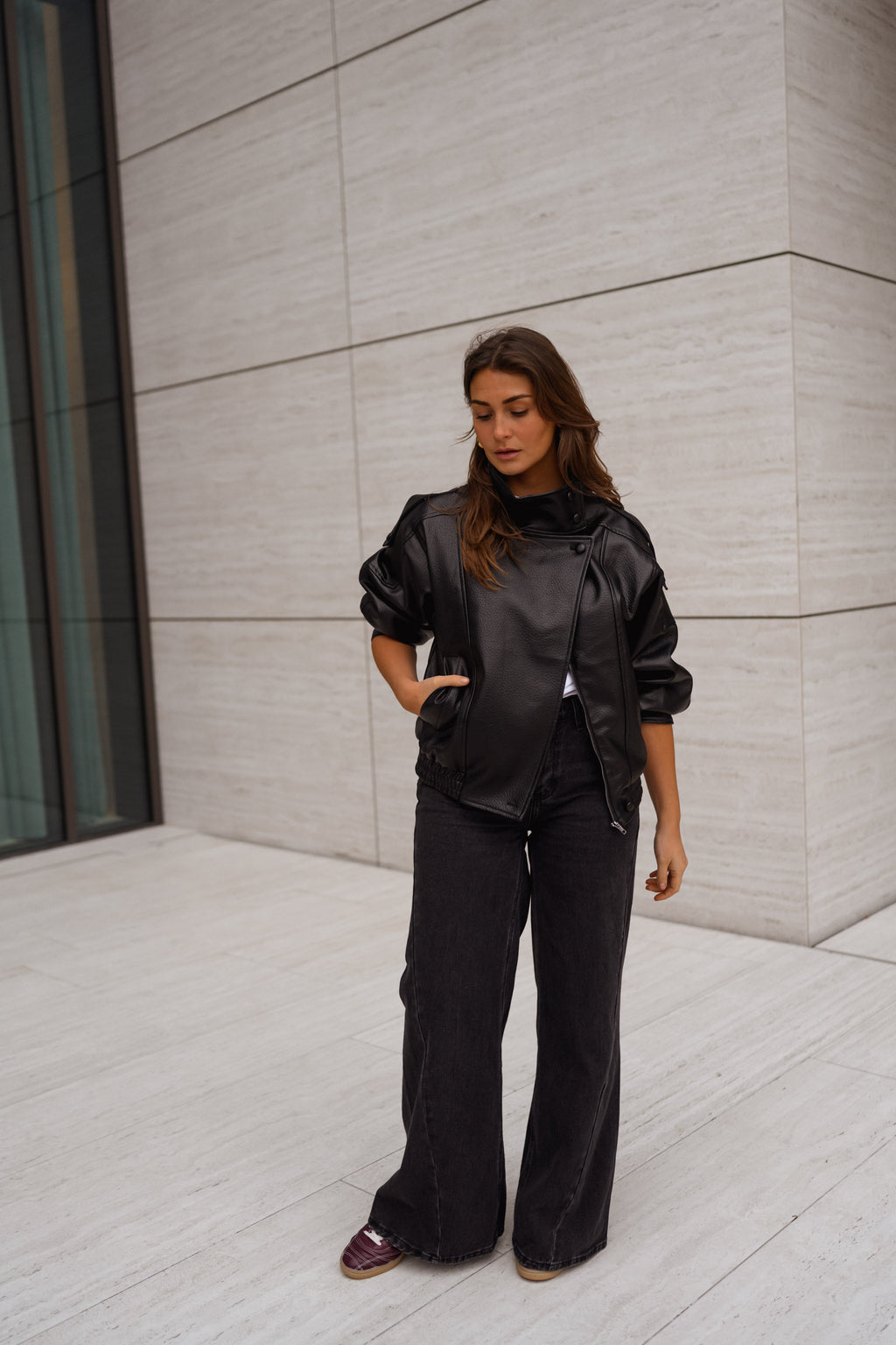 Veste Deborah - en simili cuir noir