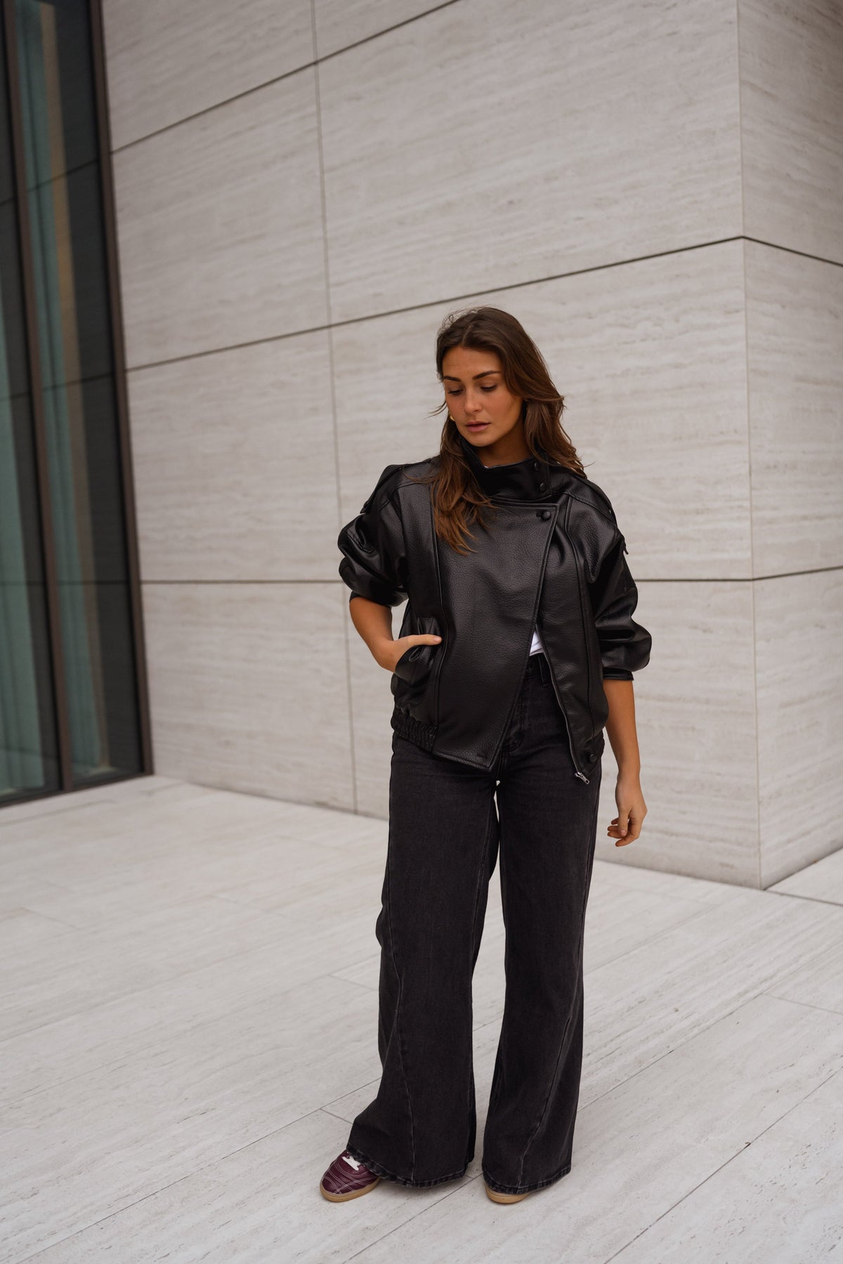 Veste Deborah - en simili cuir noir