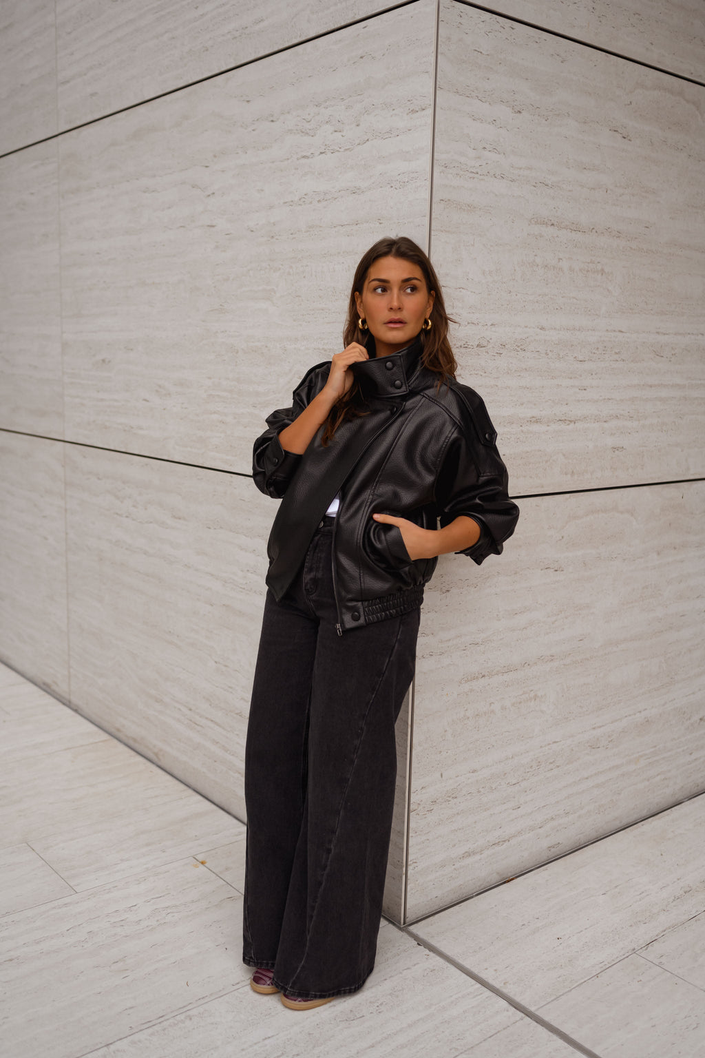 Veste Deborah - en simili cuir noir