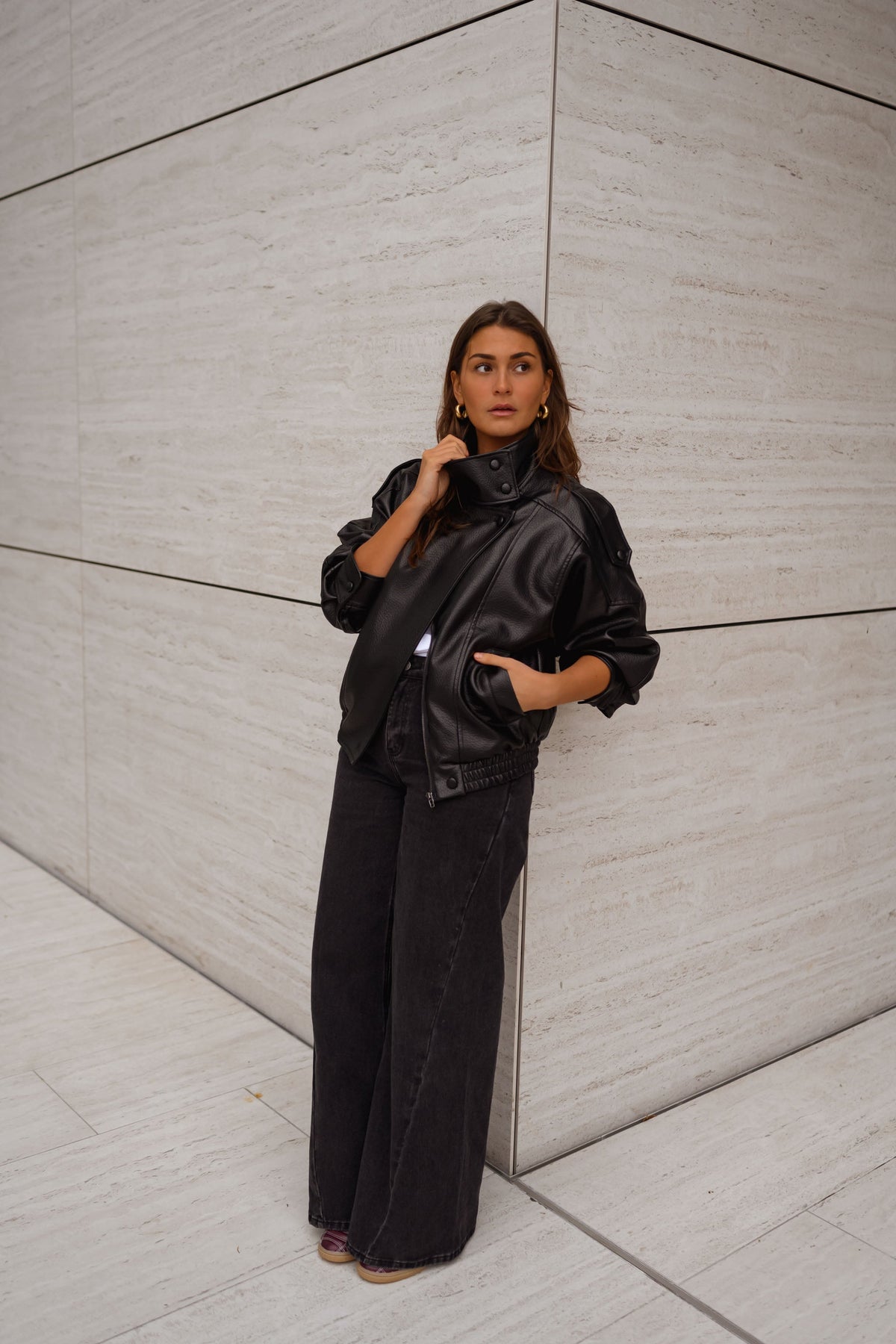 Veste Deborah - en simili cuir noir