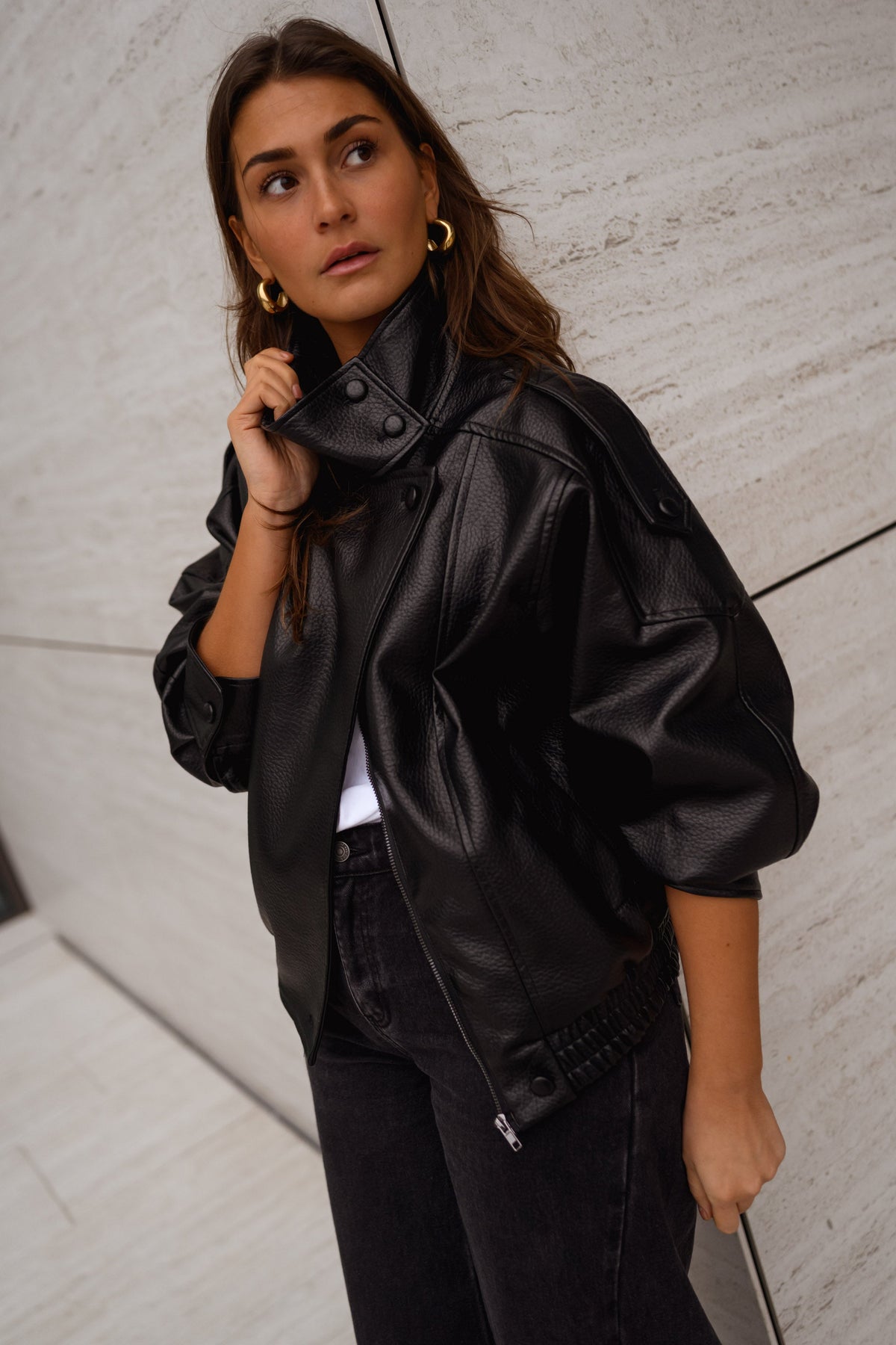 Veste Deborah - en simili cuir noir
