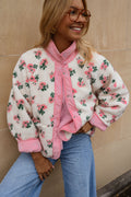 Veste Martina - rose et écrue à fleurs