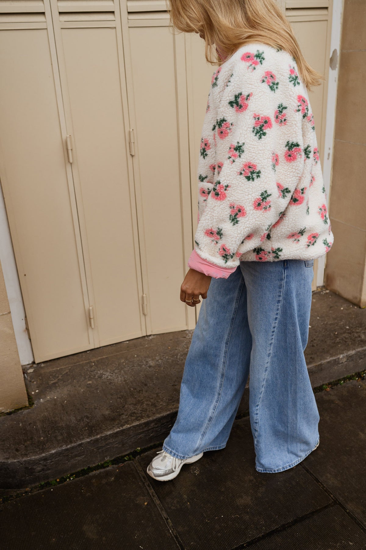 Veste Martina - rose et écrue à fleurs