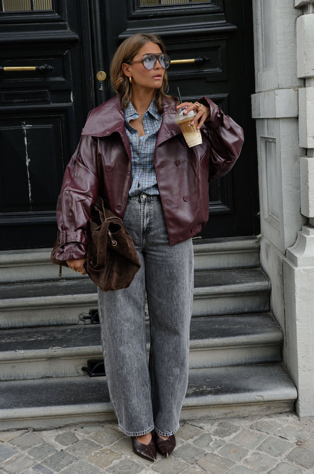 Veste Rhoda - bordeaux en cuir